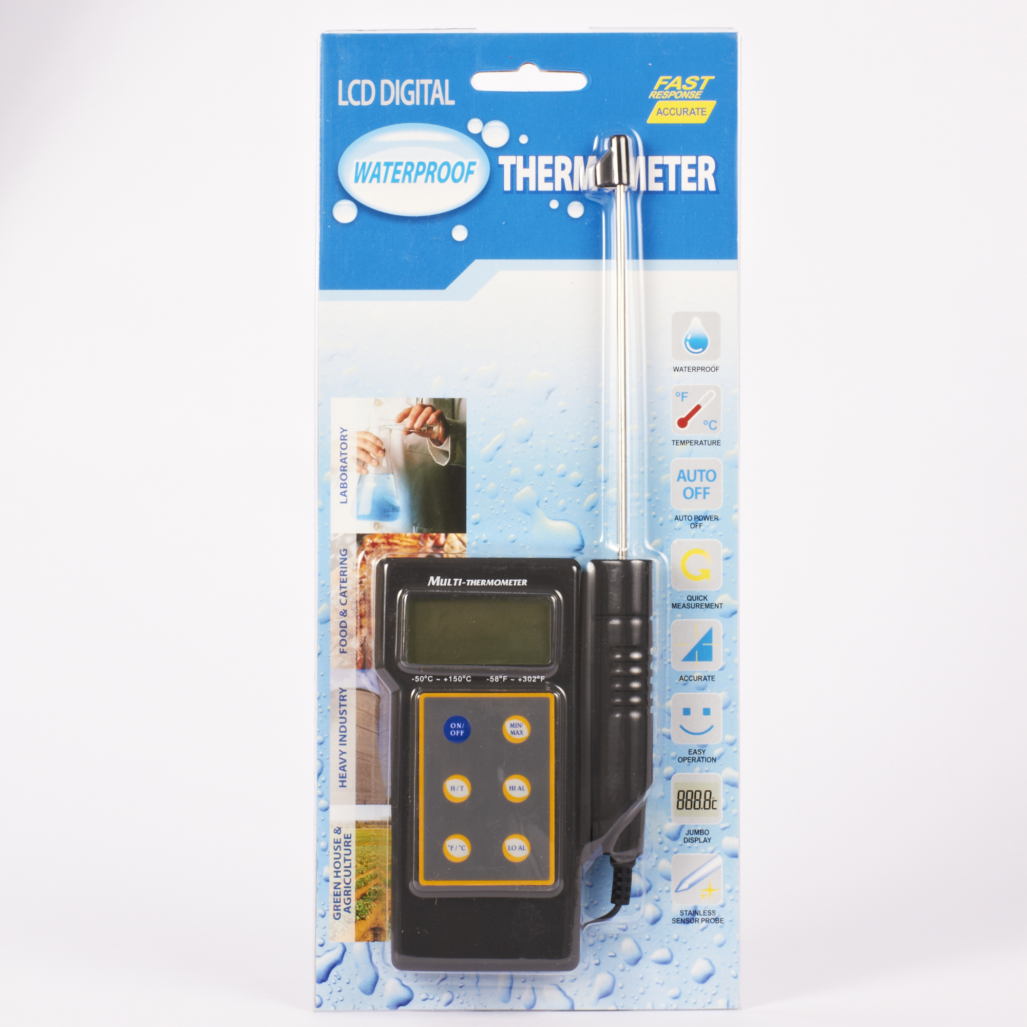 FULL UKAS Calibrated Hand Held Black Waterproof Thermometer With Calibration Cert (SPO Delivery  Approx. 2 Weeks)